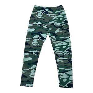 Just Cozy Leggings Womens Large Camouflage Fleece Lined Stretch Pants Camo Green